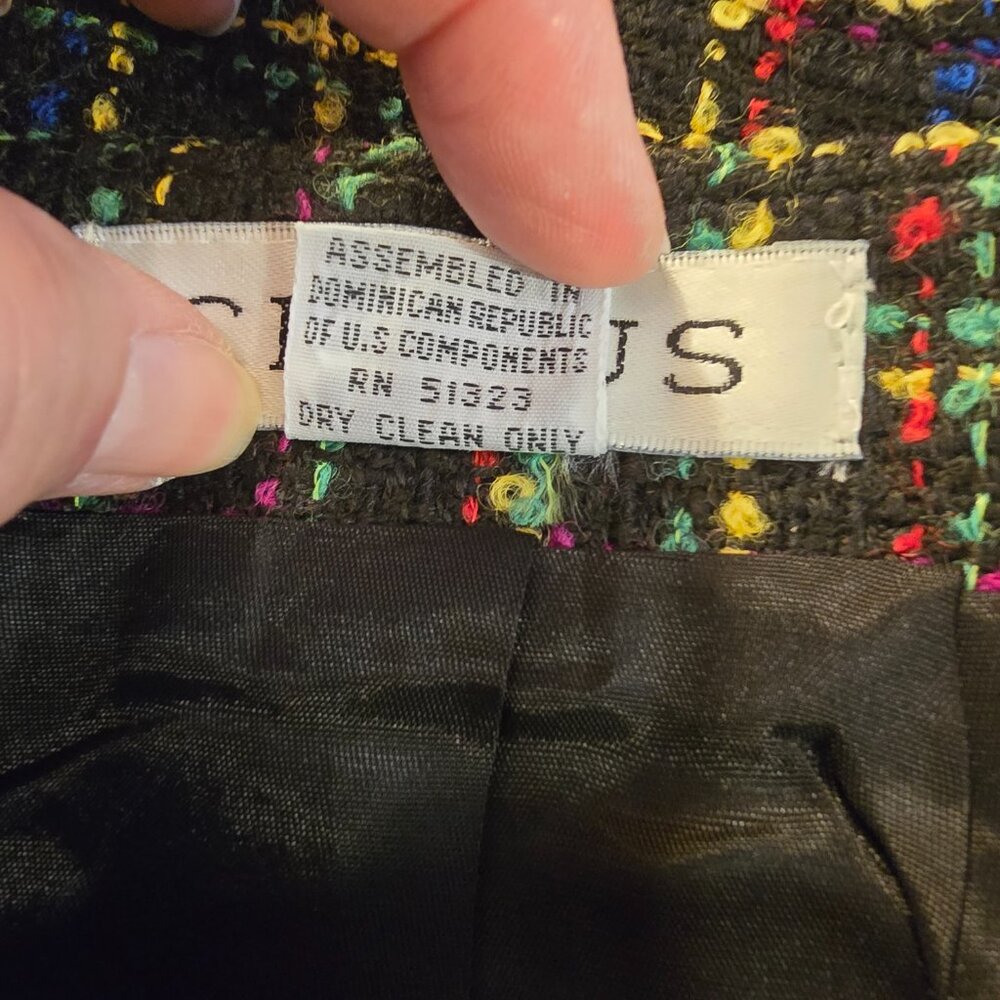 Skirt Tweed Black Yellow Green Red Blue Lined A-line Chaus size 12 1990s NWT Vtg - Picture 11 of 14
